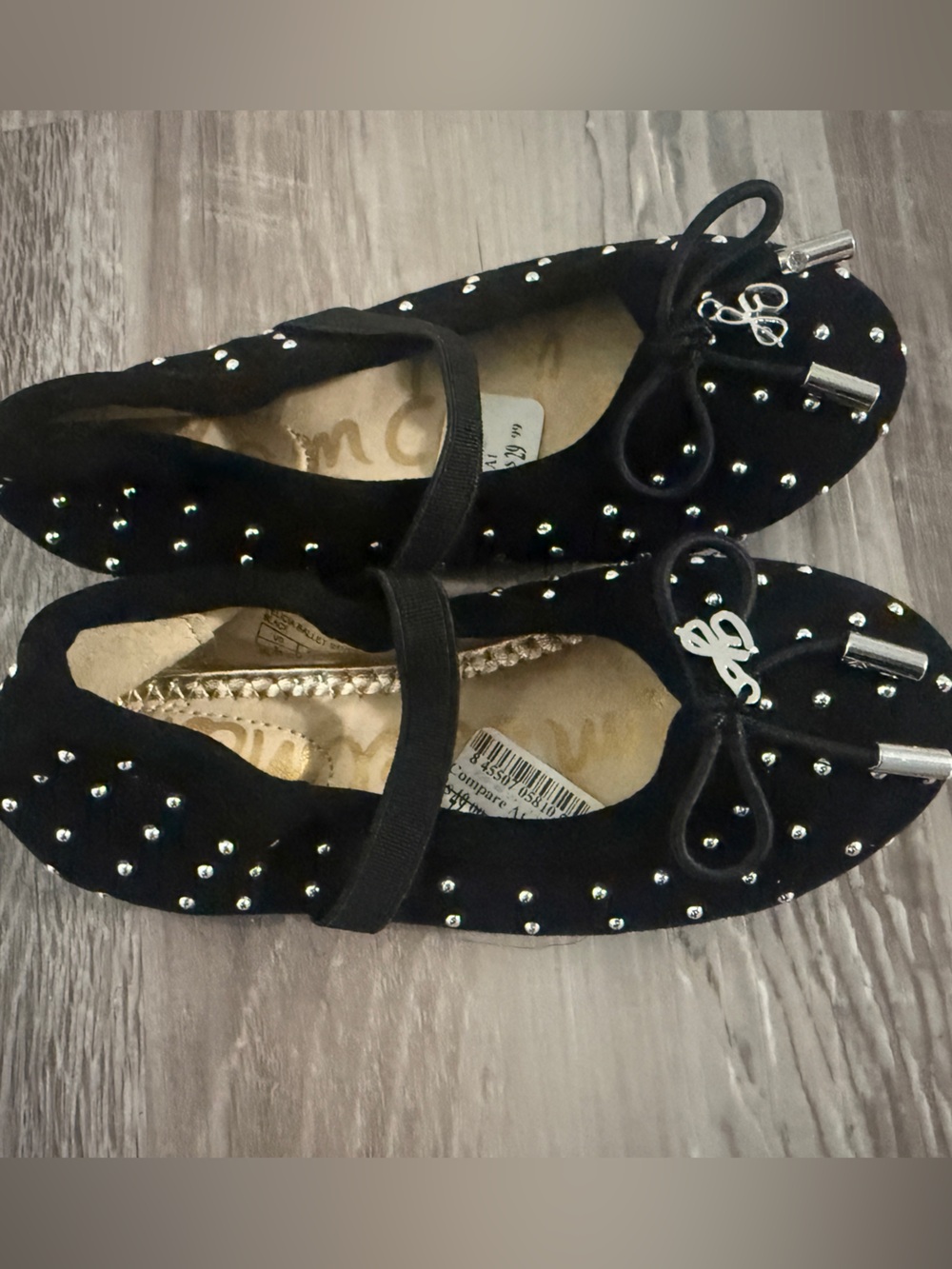 Sam Edelman Black Studded Mary Jane Ballet Flats with Bow
